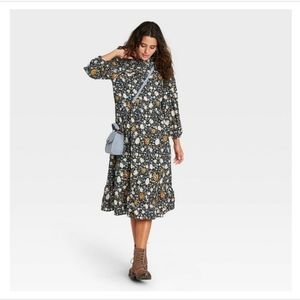 A New Day Floral Print Long Sleeve Dress